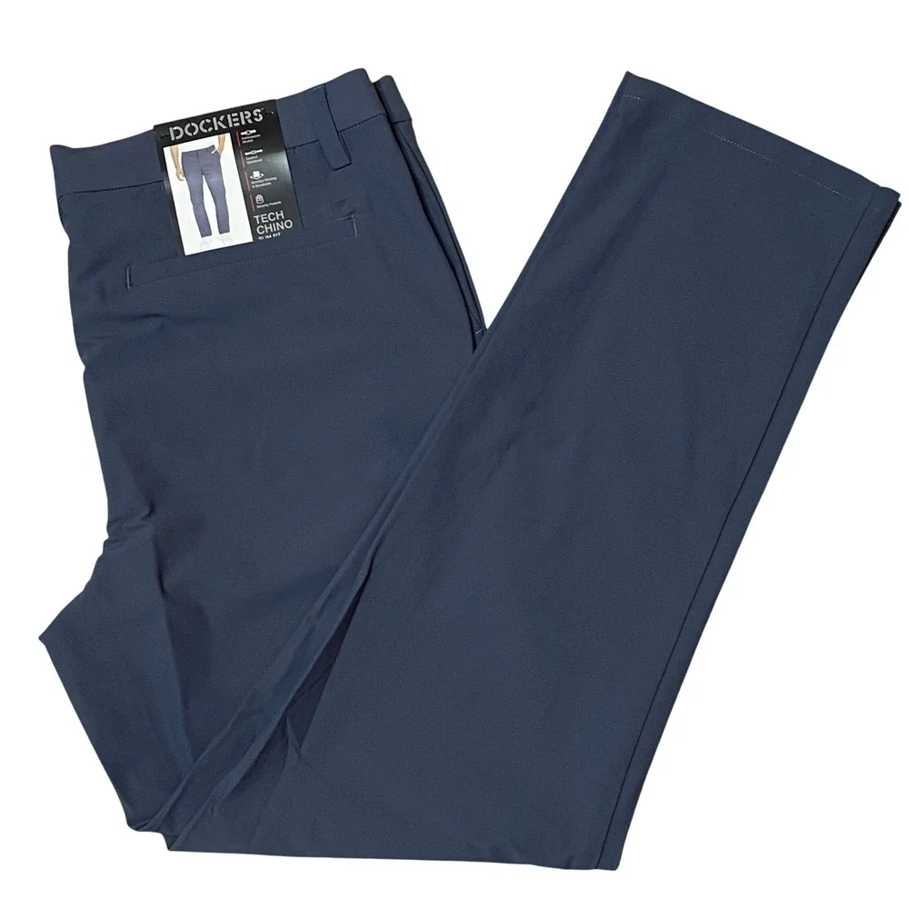Dockers Mens Navy Tech Chino Slim Fit Stretch‎ Pant42 x 32  NWT